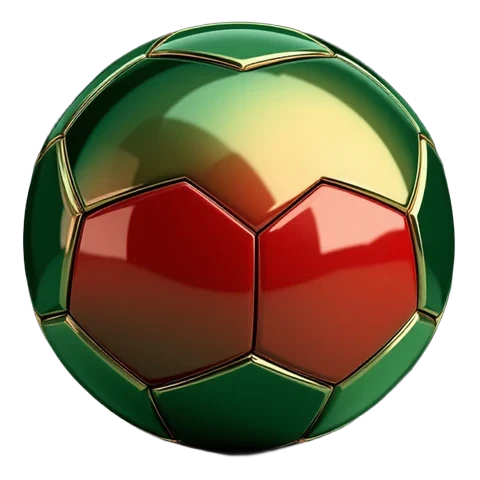 Balón de futbol de cristal verde con costuras doradas