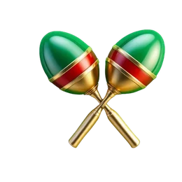 Maracas en verde, rojo y oro