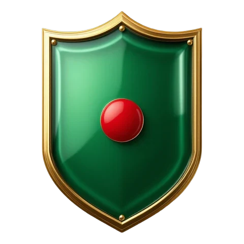 Escudo dorado con centro verde