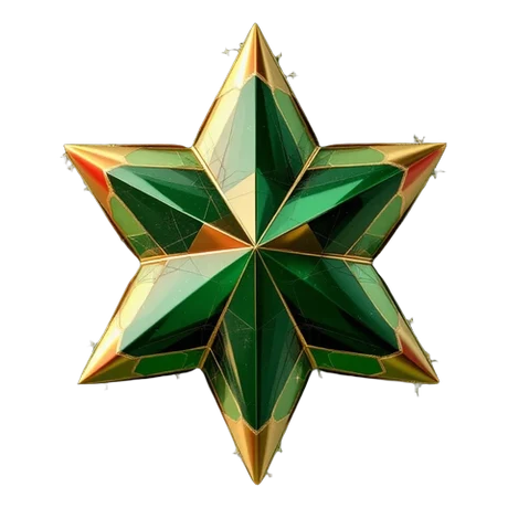 Piñata de estrella en verde, oro y rojo