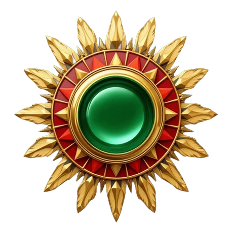 Sol azteca en oro y verde